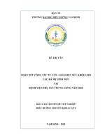Nhận xét công tác tư vấn giáo dục sức khỏe cho các bà mẹ sinh non tại bệnh viện phụ sản trung ương năm 2020 