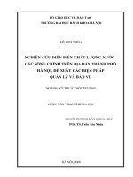 Nghiên cứu diễn biến chất lượng nước các sông chính trên địa bàn thành phố Hà Nội đề xuất các biện pháp quản lý và bảo vệ