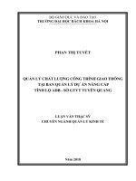 Quản lý chất lượng công trình giao thông tại ban quản lý dự án nâng cấp tỉnh lộ ADB   sở GTVT tuyên quang 