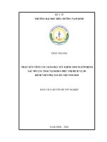 Nhận xét công tác giáo dục sức khỏe cho người bệnh sau mổ lấy thai tại khoa điều trị dịch vụ d4 bệnh viện phụ sản hà nội năm 2020 