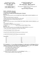 Đề thi năng khiếu môn Tiếng Anh 11 năm 2020-2021 - Trường THPT chuyên Nguyễn Trãi (Lần 3)