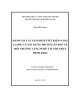 Đánh giá các giải pháp tiết kiệm năng lượng và xây dựng phương án bảo vệ môi trường làng nghề tái chế nhựa Minh Khai