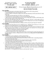 Đề thi năng khiếu môn Sinh học 10 năm 2020-2021 có đáp án - Trường THPT chuyên Nguyễn Trãi (Lần 2)