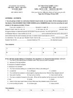 Đề thi năng khiếu môn Tiếng Anh 10 năm 2020-2021 có đáp án - Trường THPT chuyên Nguyễn Trãi (Lần 1)