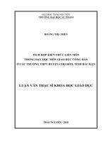 Luận văn thạc sĩ tích hợp kiến thức liên môn trong dạy học môn giáo dục công dân ở các trường thpt huyện chợ đồn 