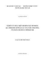 Nghiên cứu phát triển mô hình toán mô phỏng quá trình phú dưỡng ở các vùng nước tĩnh nông, ứng dụng cho hồ Cự Chính - Hà nội (Luận án tiến sĩ)