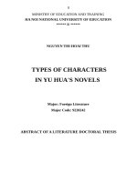 Kiểu nhân vật trong tiểu thuyết dư hoa TT TIẾNG ANH 
