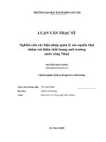 Nghiên cứu các biện pháp quản lý các nguồn thải nhằm cải thiện chất lượng nước sông Nhuệ
