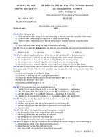 Đề thi KSCL môn Sinh học 11 năm 2020-2021 có đáp án - Trường THPT Quế Võ 1 (Lần 1)