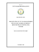Nhận xét công tác tư vấn cho người bệnh tiền sản giật tại khoa sản bệnh lý bệnh viện phụ sản trung ương năm 2020 