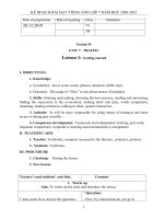 KẾ HOẠCH BÀI DẠY MÔN TIẾNG ANH LỚP 7 NĂM HỌC 20202021.