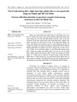 Yếu tố ảnh hưởng đến ý định mua thực phẩm hữu cơ của người tiêu dùng tại Thành phố Hồ Chí Minh