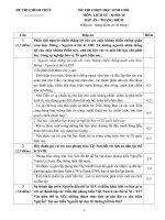 Đáp án HSG Lịch sử lớp 10 trại hè Hùng Vương 2015 - Học Toàn Tập