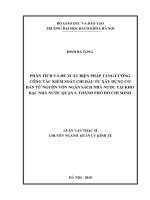 Phân tích và đề xuất biện pháp tăng cường công tác kiểm soát chi đầu tư xây dựng cơ bản từ nguồn ngân sách nhà nước tại kho bạc nhà nước quận 5, thành phố hồ chí minh 