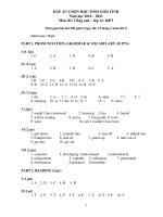 Đáp án HSG Tiếng Anh lớp 12 Bắc Ninh 2010-2011 - Học Toàn Tập