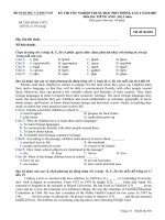 Đề thi tốt nghiệp THPT Quốc Gia môn Tiếng Anh hệ 3 năm 2006-2007 lần 2 mã đề 830 - Học Toàn Tập