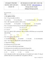 Đề khảo sát chất lượng đầu năm môn Sinh học lớp 10 năm học 2019-2020 – Trường THPT Liễn Sơn (Mã đề 570)