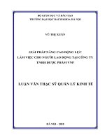 Giải pháp nâng cao động lực làm việc cho người lao động tại công ty TNHH dược phẩm VNP 