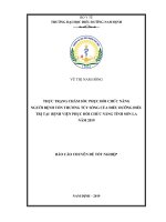 Thực trạng chăm sóc, phục hồi chức năng người bệnh tổn thương tủy sống điều trị tại bệnh viện phục hồi chức năng tỉnh sơn la năm 2019 