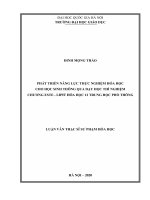 Luận văn thạc sĩ phát triển năng lực thực nghiệm hóa học cho học sinh thông qua dạy học thí nghiệm chương este lipit 