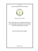 thực trạng kiến thức về bệnh đái tháo đường của người bệnh đái tháo đường type 2 ngoại trú tại bệnh viện e năm 2019 