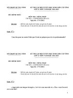 Đề thi chọn đội tuyển HSG Tiếng Pháp bài nói lớp 12 Quảng Ninh 2012-2013 - Học Toàn Tập