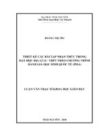Luận văn thạc sĩ thiết kế các bài tập nhận thức trong dạy học địa lí 12   THPT theo chương trình đánh giá học sinh