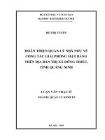 Hoàn thiện quản lý nhà nước về công tác giải phóng mặt bằng trên địa bàn thị xã đông triều, tỉnh quảng ninh 