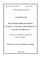 Tóm tắt luận án Tiến sĩ Luật học: Hoạch định chính sách trong xây dựng văn bản quy phạm pháp luật tại Việt Nam hiện nay