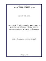 Thực trạng và giải pháp hoàn thiện công tác quản trị đội ngũ giảng viên tại trường trung học kinh tế kỹ thuật tuyên quang 