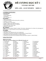 Đề cương học kì 1 lớp 12 Tiếng Anh mới Trường THPT Xuân Đỉnh, Sở GD&DT Hà Nội niên khóa 2019-2020 - Học Toàn Tập