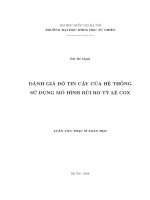 Luận văn Thạc sĩ Toán học: Đánh giá độ tin cậy của hệ thống sử dụng mô hình rủi ro tỷ lệ Cox
