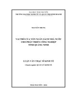Vai trò của vốn ngân sách nhà nước cho phát triển công nghiệp tỉnh quảng ninh 