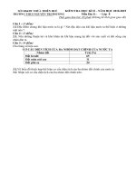 Đề thi học kì 2 môn Địa lí lớp 8, trường THCS Nguyễn Chi Phương, Sở GD&ĐT Thừa Thiên Huế 2018-2019 - Học Toàn Tập