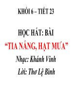Nội dung học tập môn Âm nhạc khối 6 tuần  23 năm học 2020 - 2021Bài TIA NẮNG HẠT MƯA