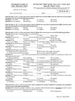 Đề thi Đề thi thử THPT quốc gia môn Tiếng Anh liên trường TP Vinh, Nghệ An lần 1 mã đề 409 - Học Toàn Tập