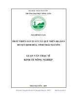 Phát triển sản xuất cây quế trên địa bàn huyện định hóa tỉnh thái nguyên 