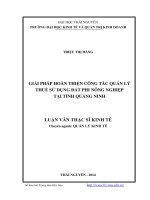 Giải pháp hoàn thiện công tác quản lý thuế sử dụng đất phi nông nghiệp tại tỉnh quảng ninh 