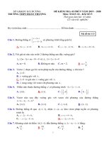 Đề kiểm tra 45 phút HK2 môn Toán (Hình học) lớp 10 năm 2019-2020 - THPT Đoàn Thượng (có đáp án)