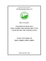 Giải pháp sử dụng đất nông nghiệp theo hướng bền vững tại huyện Bắc Mê tỉnh Hà Giang