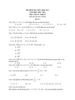 Đề kiểm tra giữa HK2 lớp 10 năm 2020-2021 môn Toán - Đề 1