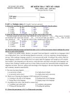 Đề kiểm tra 1 tiết số 1 HK2 môn Tiếng Anh lớp 10 - THPT Bắc Sơn (có đáp án)