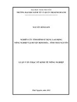 Nghiên cứu tình hình sử dụng lao động nông nghiệp tại huyện định hóa tỉnh thái nguyên 