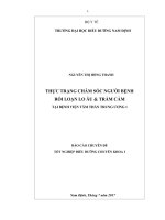 Thực trạng chăm sóc người bệnh rối loạn lo âu và trầm cảm tại bệnh viện tâm thần trung ương i 