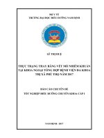 Thực trạng thay băng vết mổ nhiễm khuẩn tại khoa ngoại tổng hợp bệnh viện đa khoa thị xã phú thọ năm 2017 