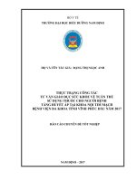 Thực trạng công tác tư vấn giáo dục sức khỏe về tuân thủ sử dụng thuốc cho người bệnh tăng huyết áp tại khoa nội tim mạch bệnh viện đa khoa tỉnh vĩnh phúc đầu năm 2017 