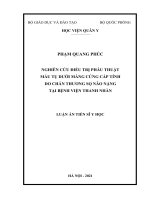 luận án tiến sĩ nghiên cứu điều trị phẫu thuật máu tụ dưới màng cứng cấp tính do chấn thương sọ não nặng tại bệnh viện thanh nhàn 