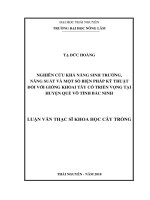 Nghiên cứu khả năng sinh trưởng năng suất và một số biện pháp kỹ thuật đối với giống khoai tây có triển vọng tại huyện Quế Võ tỉnh Bắc Ninh