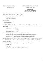 Đề thi tuyển sinh vào lớp 10 môn Toán tỉnh Bình Dương năm 2012 - 2013