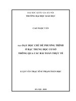 Luận văn thạc sĩ dạy học chủ đề phương trình ở bậc trung học cơ sở thông qua các bài toán thực tế 